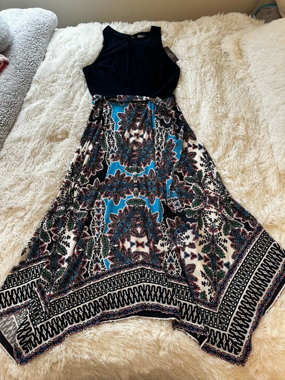 Vince Camuto Women’s Black Blue Pink Sleeveless Maxi Dress Size: 8 NWT